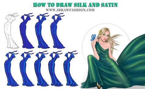 How to draw silk fabric and satin fabric in fashion sketches | Fashion inspiration design ...