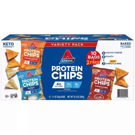 Atkins Keto Friendly Protein Chips Snack, Variety Pack (12 Count), 1 ...