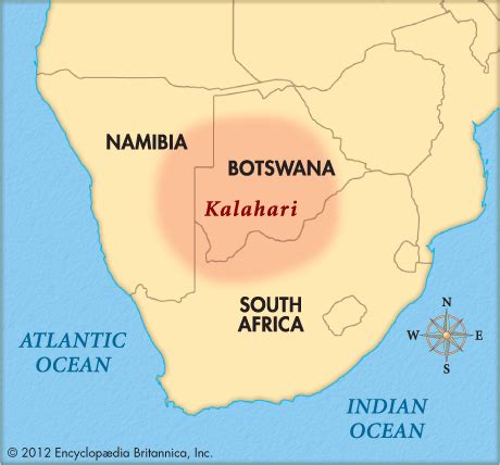 Africa Kalahari Desert Map