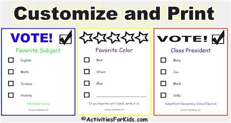 Printable Voting Ballots for Kids - Add Your Candidates