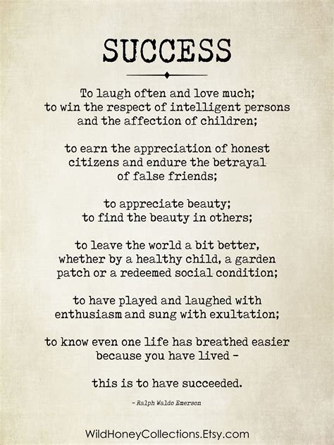 Ralph Waldo Emerson, Success Poem, Gift for Grad, Inspirational Printable, Canvas | Success poem ...