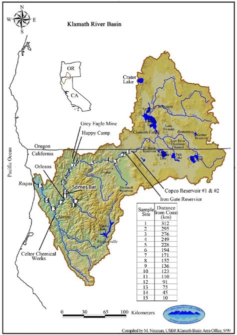 Map of the Klamath River Basin with numbered sampling sites. | Download Scientific Diagram