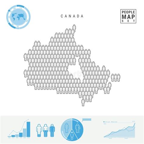 Canada People Icon Map. Stylized Vector Silhouette of Canada. Population Growth and Aging ...