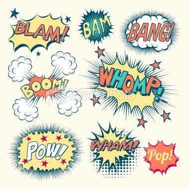 BOOM POW Comic Book Bubbles Clip Art: Comic Book Bursts Superhero Sounds BANG Superhero Clipart ...