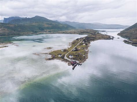 Norway, Aerial view of Senja stock photo