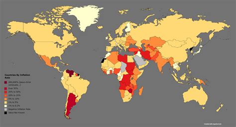 Countries by inflation rate. Source: Wikipedia's list of countries by inflation rate : MapPorn