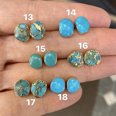 Natural turquoise studs earrings | Etsy in 2020 | Turquoise stud ...