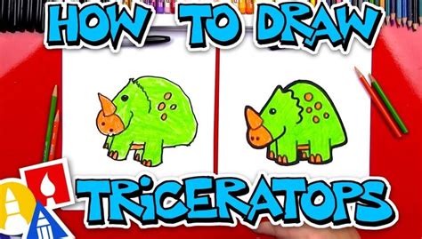 How To Draw A Cartoon Triceratops Dinosaur | Art For Kids Hub