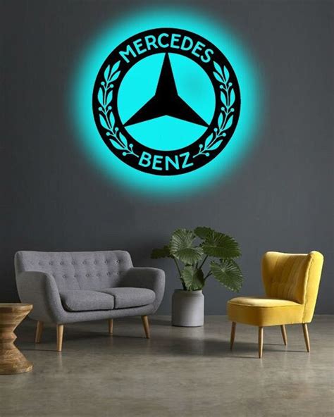 Mercedes Benz Wooden LED Logo, Perfect for Super and Luxury Car Lover's Birthday Gifts. Garage ...