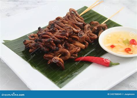 Freshly Cooked Filipino Food Called Isaw Manok Stock Image - Image of ...