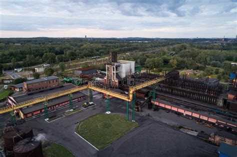 Industrial Zone. Aerial View on Old Working Cooking Plant. Stock Image - Image of manufacturing ...