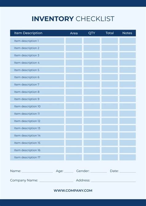 Edit and download this Simple Inventory Checklist template