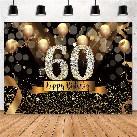 Buy Sensfun Happy 60th Birthday Backdrop for Adult Party 7x5ft Bokeh ...