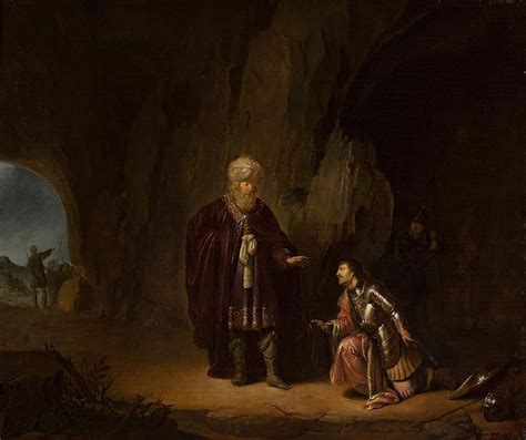 Saul and David in the cave of En-Gedi Painting by Willemde Poorter - Fine Art America