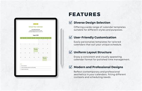 School Year Calendar Template in MS Word, GDocsLink, Pages, InDesign ...