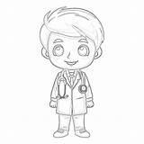 Printable Cute Doctor With Stethoscope Coloring Page  Mimi Panda sketch template
