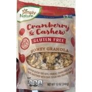 Simply Nature Cereal, Honey Granola, Cranberry & Cashews, Gluten Free ...