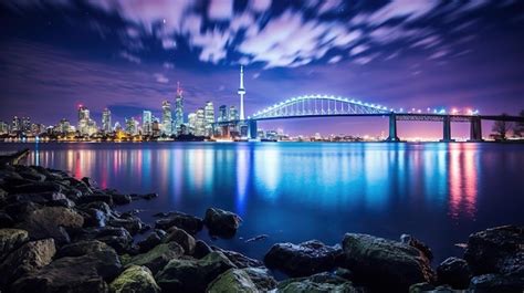 Premium AI Image | The bay bridge at night