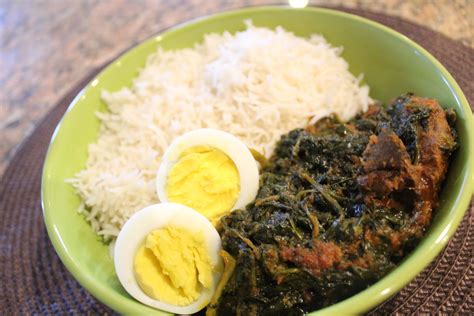 Rice with Palava Sauce (spinach sauce) African Food, Lina, Bibimbap ...