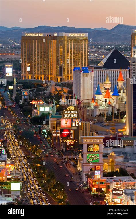 Aerial view of Las Vegas strip skyline at night, Nevada Stock Photo - Alamy