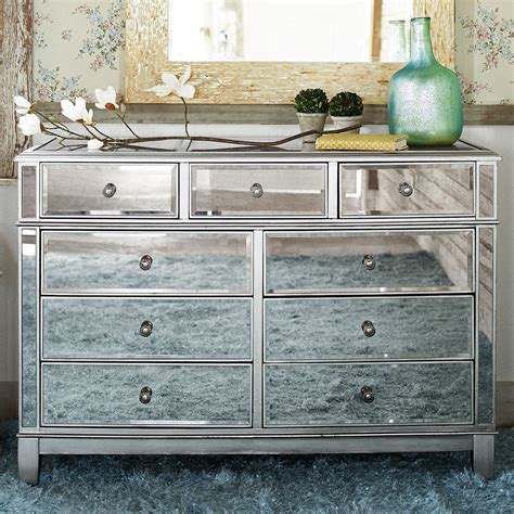 Hayworth Mirrored Silver Dresser #mirroredbedroomarmoire | Mirrored ...