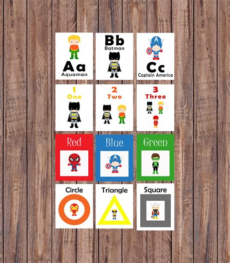 Flash Cards, Superhero, Alphabet Cards, Learning Toys, Educational Toys ...