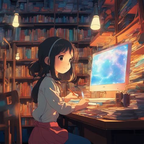 Bored Anime Girl On Computer