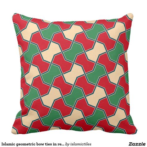 Islamic geometric bow ties in red and green | Throw pillows, Pillows, Decorative throw pillows