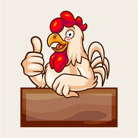 Chicken Logo Cartoon Character. Cute Cartoon Rooster Chicken gives ...