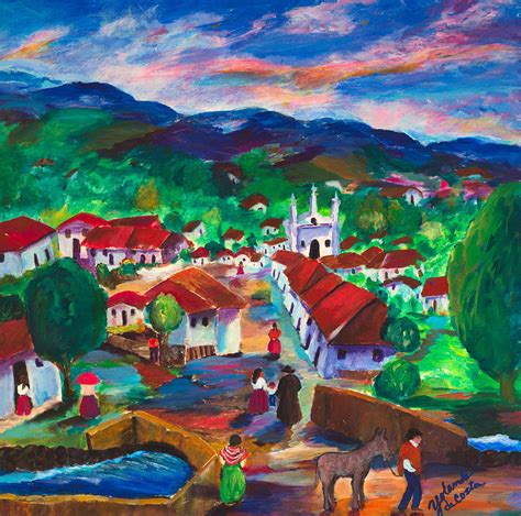 Colombian Village Painting by Yolanda DeCosta