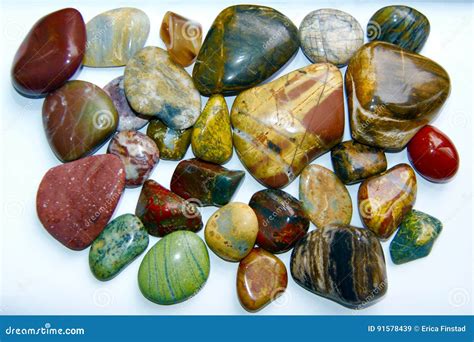 Collection of Polished Rocks Stock Image - Image of mineral, smooth ...