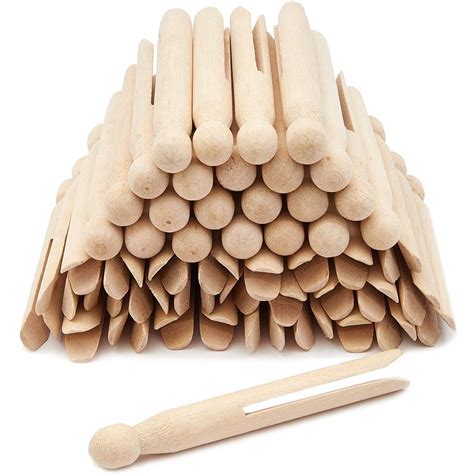 50 Pack Traditional Wooden Clothespins Bulk, Round Wood Pins for DIY ...