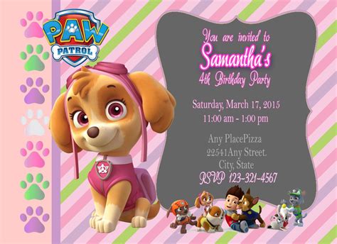 Paw Patrol Birthday Invitation Skye Girl by PrintDesignsByMimi