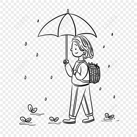 Umbrella Girl Stick Figure Line Drawing, Spring, Stick Figure, Line Drawing PNG Transparent ...