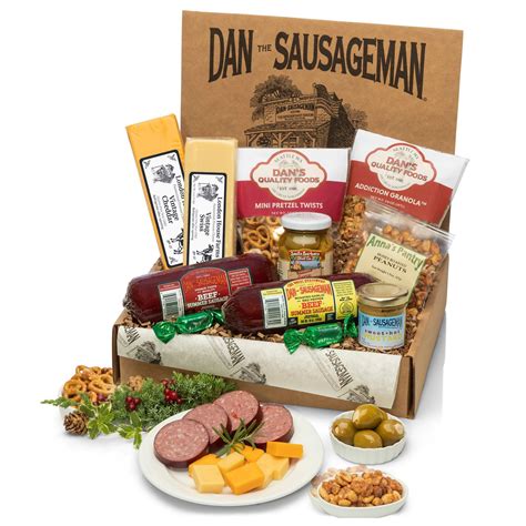 Dan the Sausageman Sounder Gift Box with Cheeses, Summer Sausage, Olives and Mustard - Walmart.com