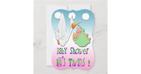 Boy & Girl Twins 2 - Stork Baby Shower Invitation | Zazzle