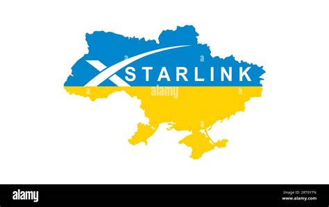 Starlink logo and map of Ukraine in the colors of the Ukrainian flag ...