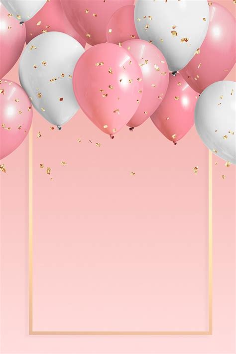 Golden frame balloons pink background | Premium PSD - rawpixel