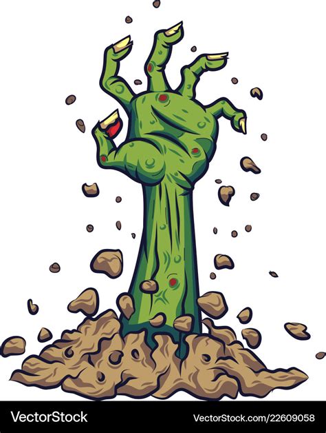 Cartoon zombie hand out of the ground Royalty Free Vector