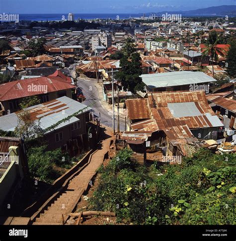 High angle view of houses in city, Tobago, West Indies Stock Photo - Alamy