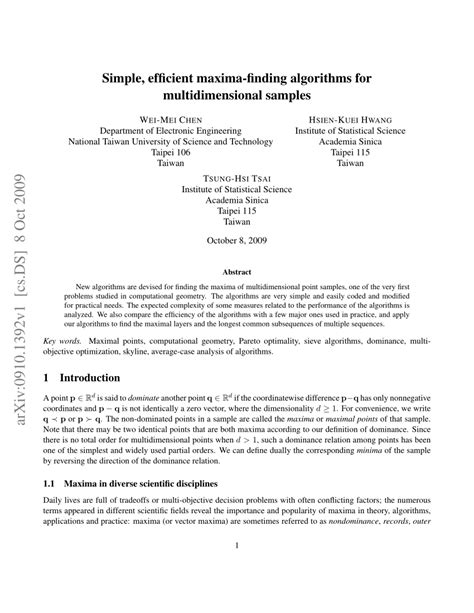 (PDF) Simple, efficient maxima-finding algorithms for multidimensional ...