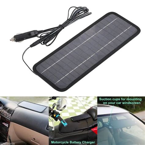 12V 4.5V Solar Car Battery Charger Portable SunPower Solar Panel Trickle Charger With Cigarette ...