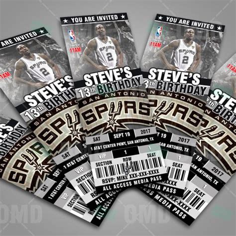 San Antonio Spurs Sports Ticket Style Party Invites | Sports tickets ...