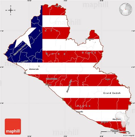 Flag Simple Map of Liberia