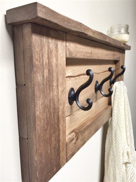 Rustic Wooden Entryway Walnut Coat Rack Entryway Coat Rack - Etsy