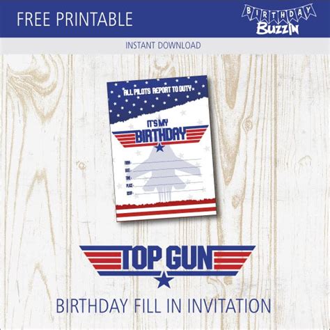 Free Printable Top Gun birthday party invitations | Birthday Buzzin