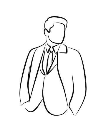 Premium Vector | Business man wearing suit blazzer line art silhouette