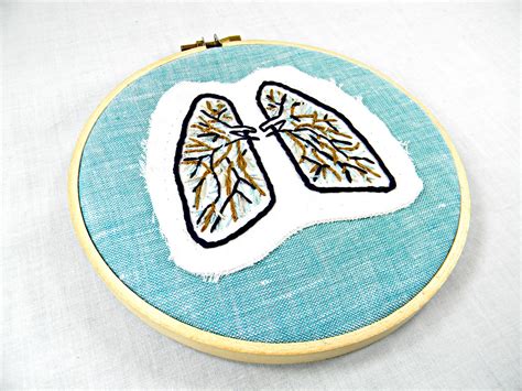 Blue and Brown Anatomical Lung Wall Decor. Hand Embroidery… | Flickr