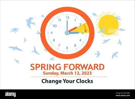 Spring Daylight Saving Time 2023. Banner reminder with changing clocks ...