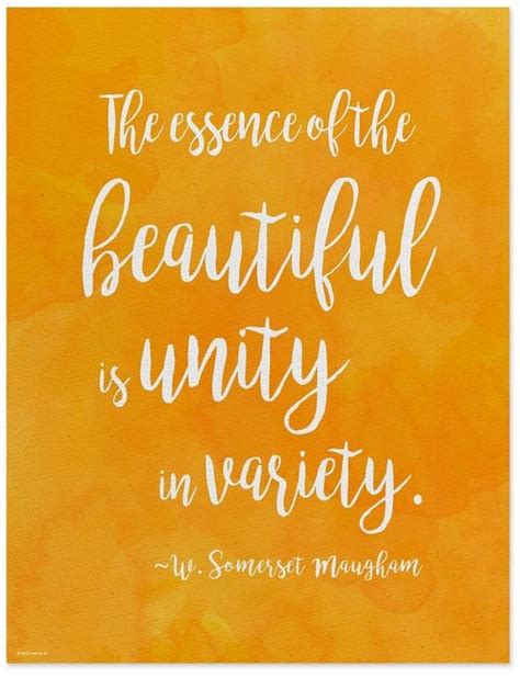 W. Somerset Maugham Unity in Diversity Inspirational Quote Poster. Fine Art Print Available ...